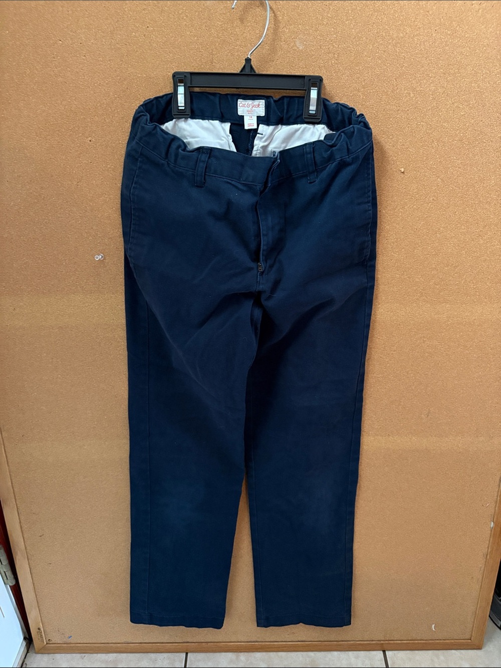 Cat & Jack Navy Elastic-Waist Chino Pants